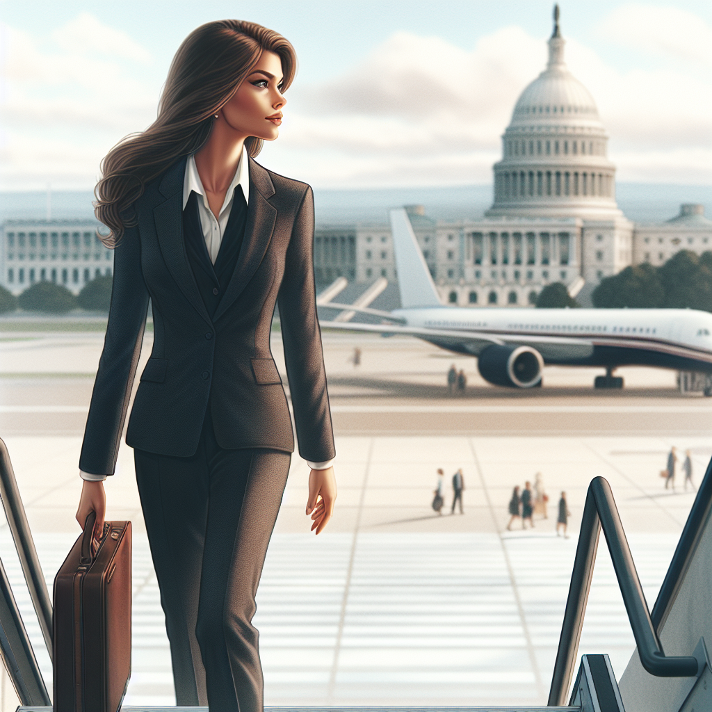 Rachel Reeves, UK Chancellor, alighting from a plane in Washington DC