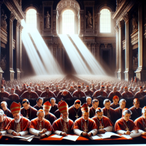 The Conclave movie's poster with images of cardinals deliberating