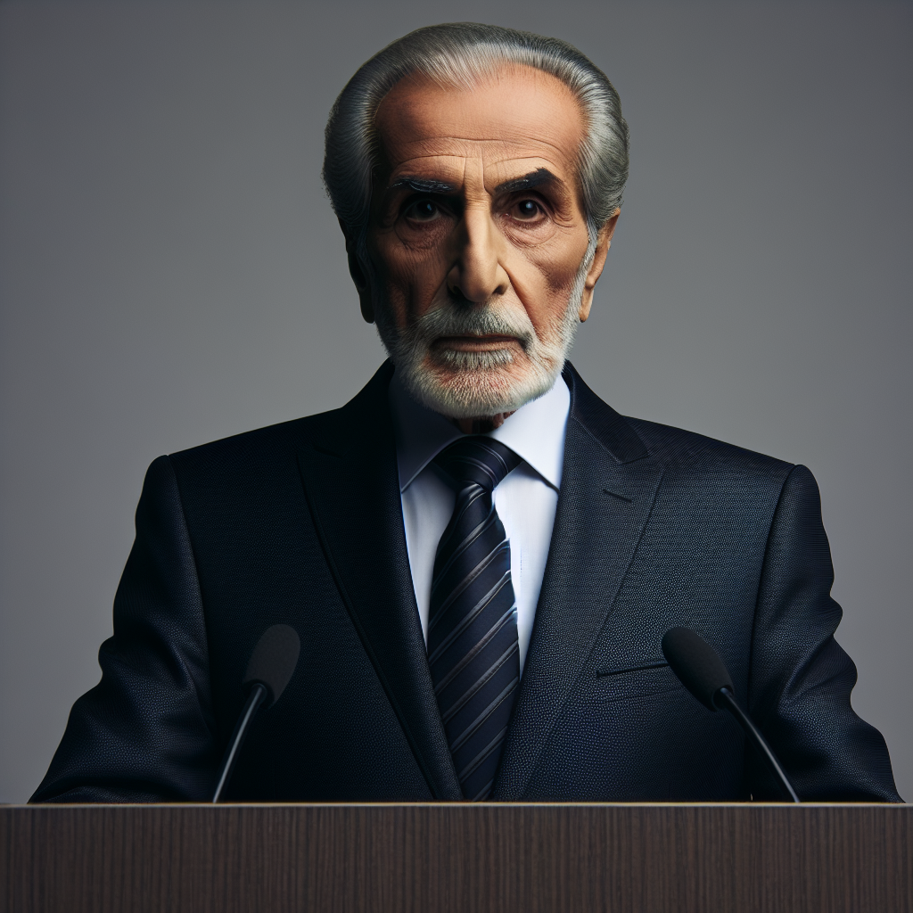 Benjamin Netanyahu, a 70-year-old Israeli male, stands behind a podium, delivering a critical announcement. He is wearing a dark, formal suit, his expression stern and determined.