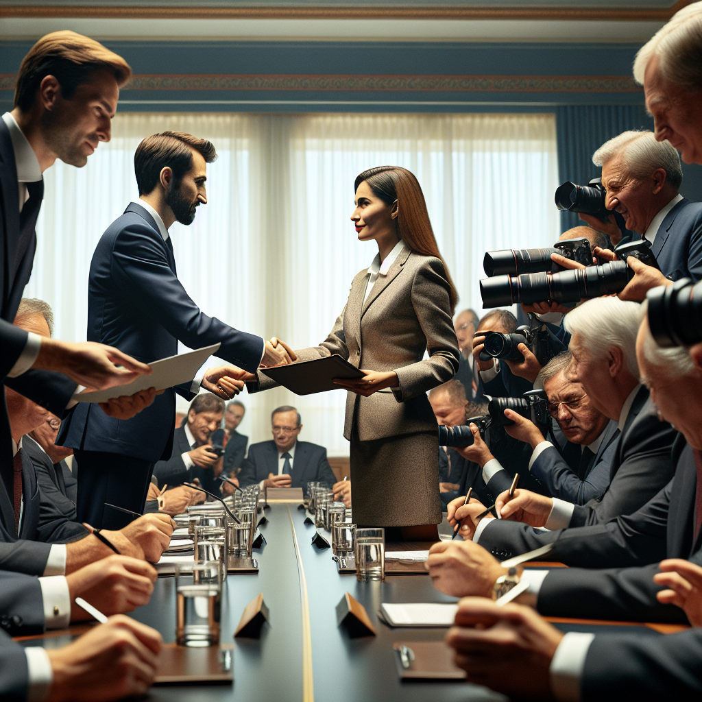 Picture this: representatives from the US and Ukraine shaking hands in a well-lit conference room, each holding a copy of the newly signed minerals deal. The room buzzes with photographer activity, capturing the pivotal moment of agreement between the two countries. The atmosphere brims with gravity as the importance of this geopolitical move shivers through the room.