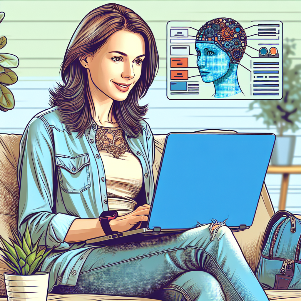 An adult woman, Isabella, 35, Caucasian, wearing casual attire, is engaged in an online Machine Learning tutorial on her laptop. Expression of curiosity and enthusiasm fills her face.